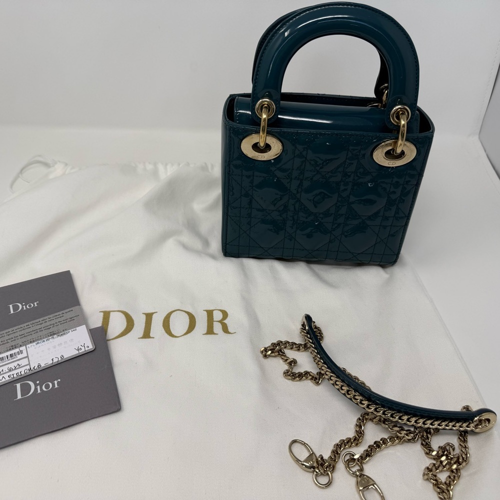 Dior Mini Bag in Teal with Gold Accents - Picture 6 of 16